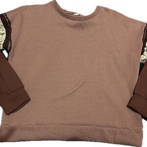 Large Maroon White Lace Sweater Mason Belle